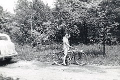 Joy Sayger on a bike